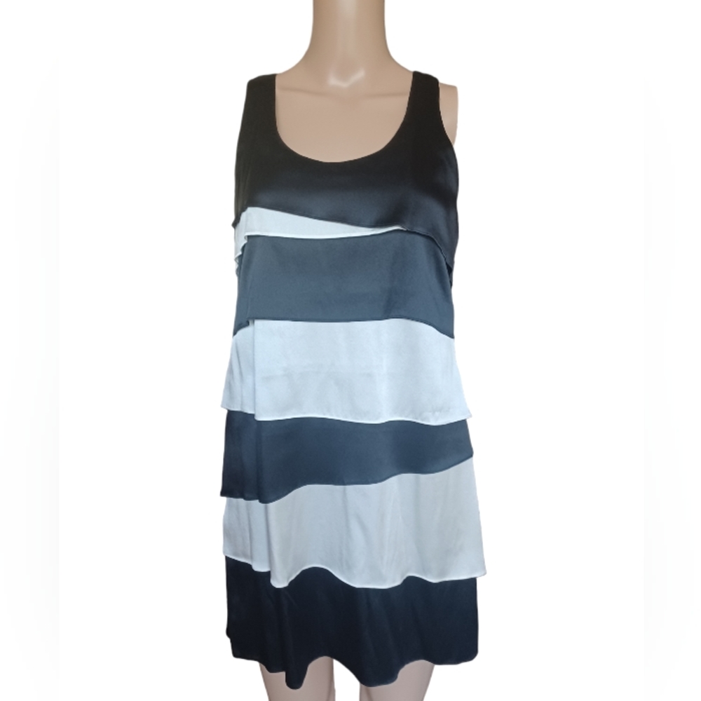 Karlie Womens Sleeveless Silk Pencil Sheath Dress Ruffled Tiers Size Small - Picture 8 of 10